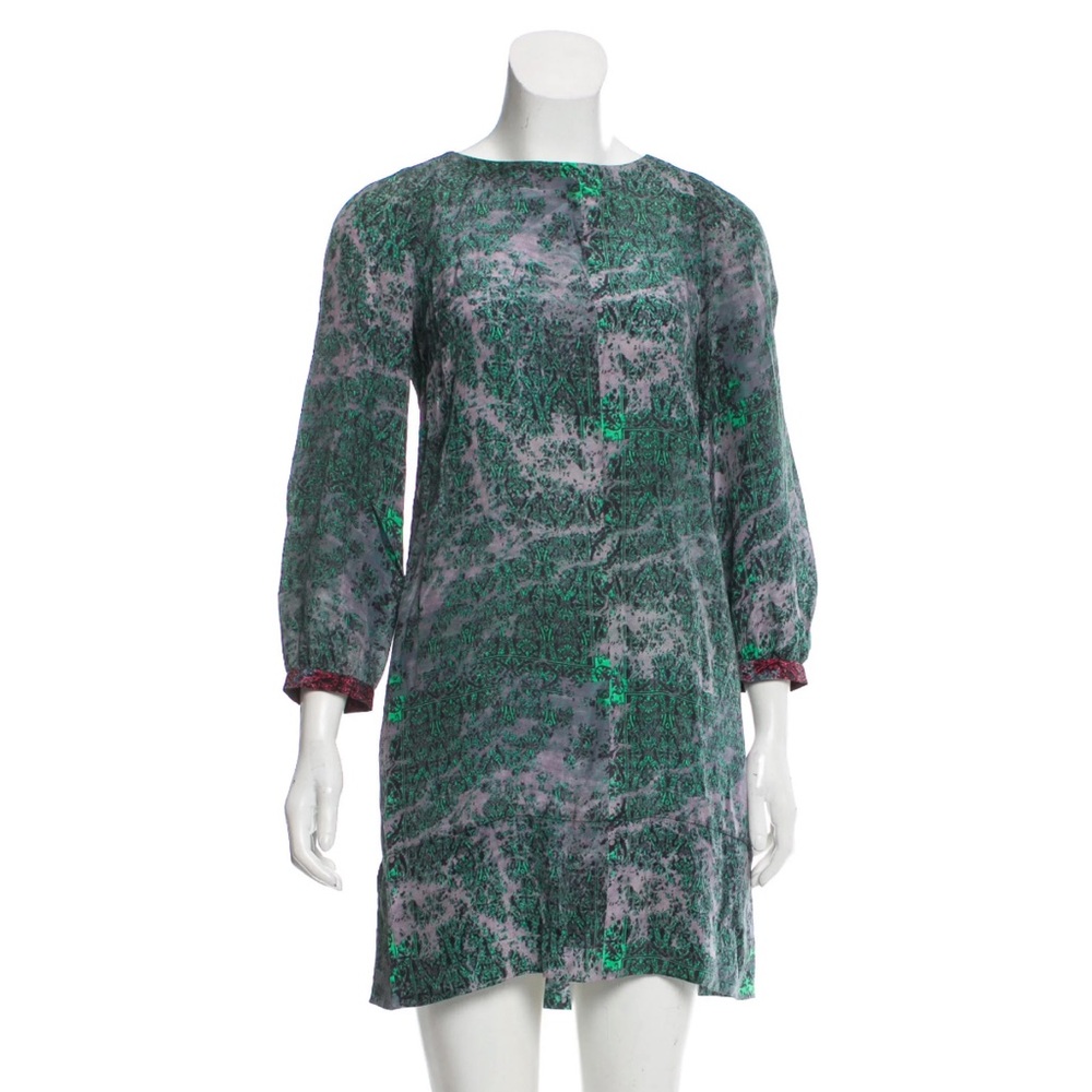 See by Chloe Silk Cupro Printed 3/4 Sleeve Dress S US 2